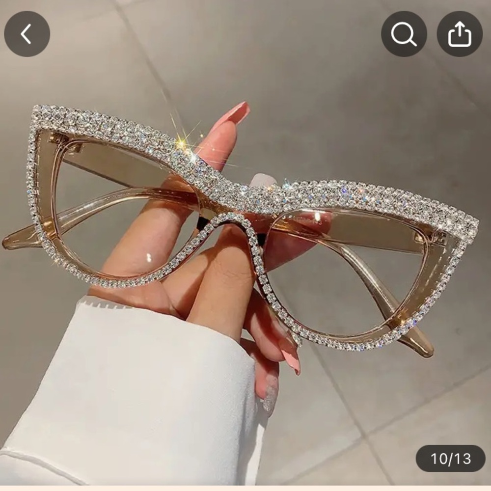 Cat Eye Glasses For Women Men Luxury Rhinestones
